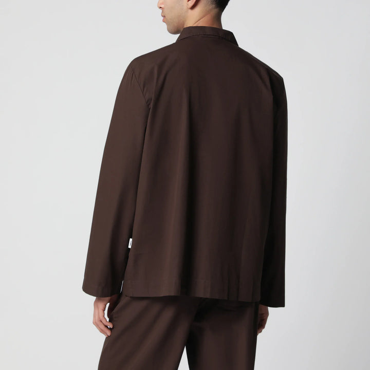 Tekla - Brown cotton pajama shirt Brand Shirts &amp; Tops