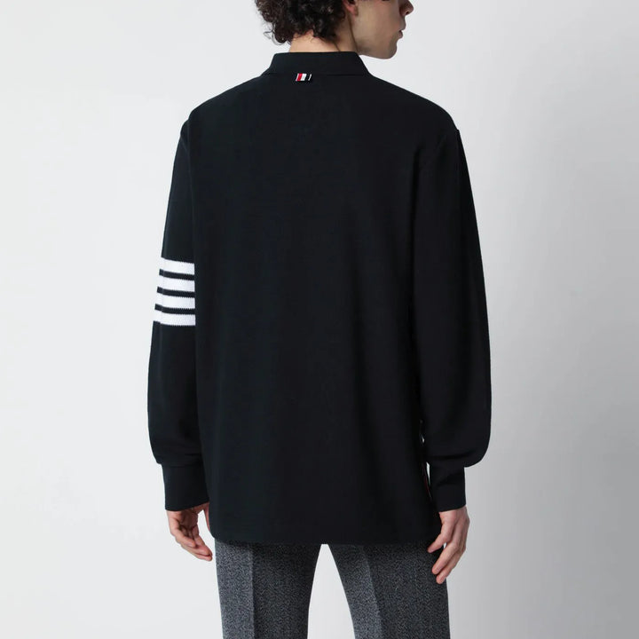 Thom Browne - Navy blue cotton polo shirt Brand Shirts &amp; Tops