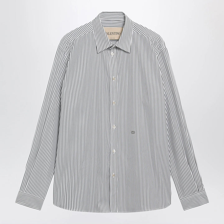 Valentino - Ivory/green striped shirt with Vlogo Brand Shirts &amp; Tops 39
