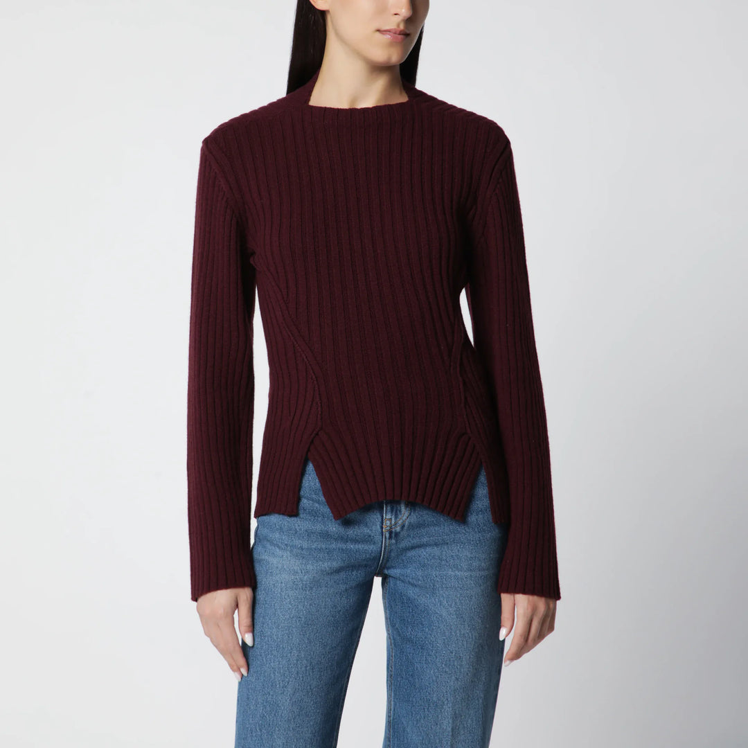 Victoria Beckham - Ribbed Sweater in Dark Grey Wool and Cashmere Brand Shirts &amp; Tops M
