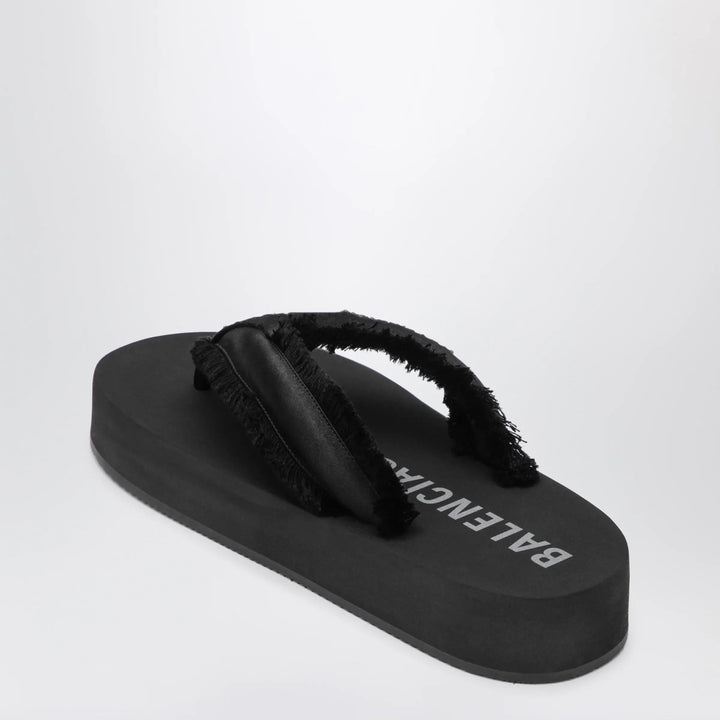 Balenciaga - Jet Lag thong sandals in black satin Brand Shoes