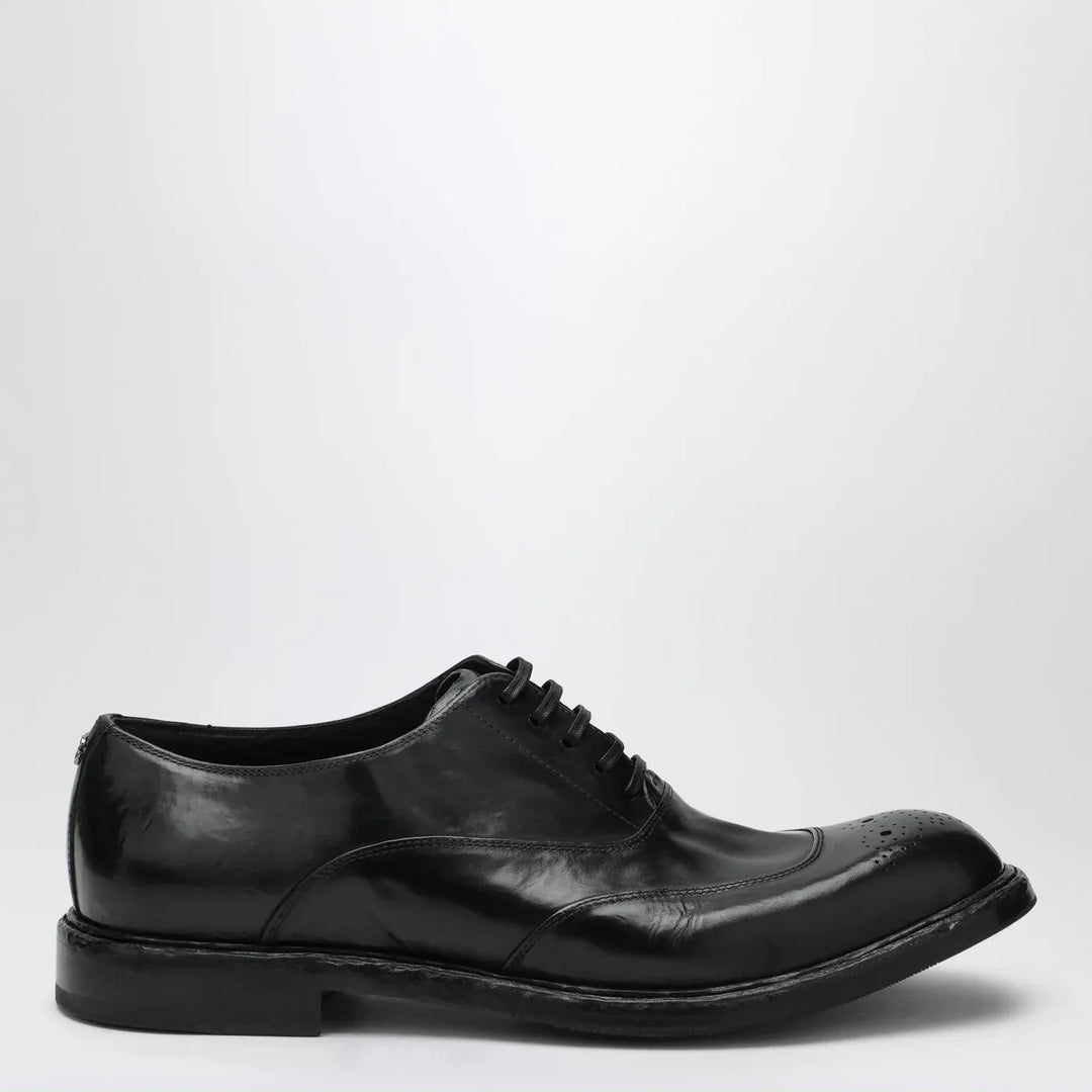 Dolce&amp;Gabbana - Washed black calfskin lace-up shoe Brand Shoes