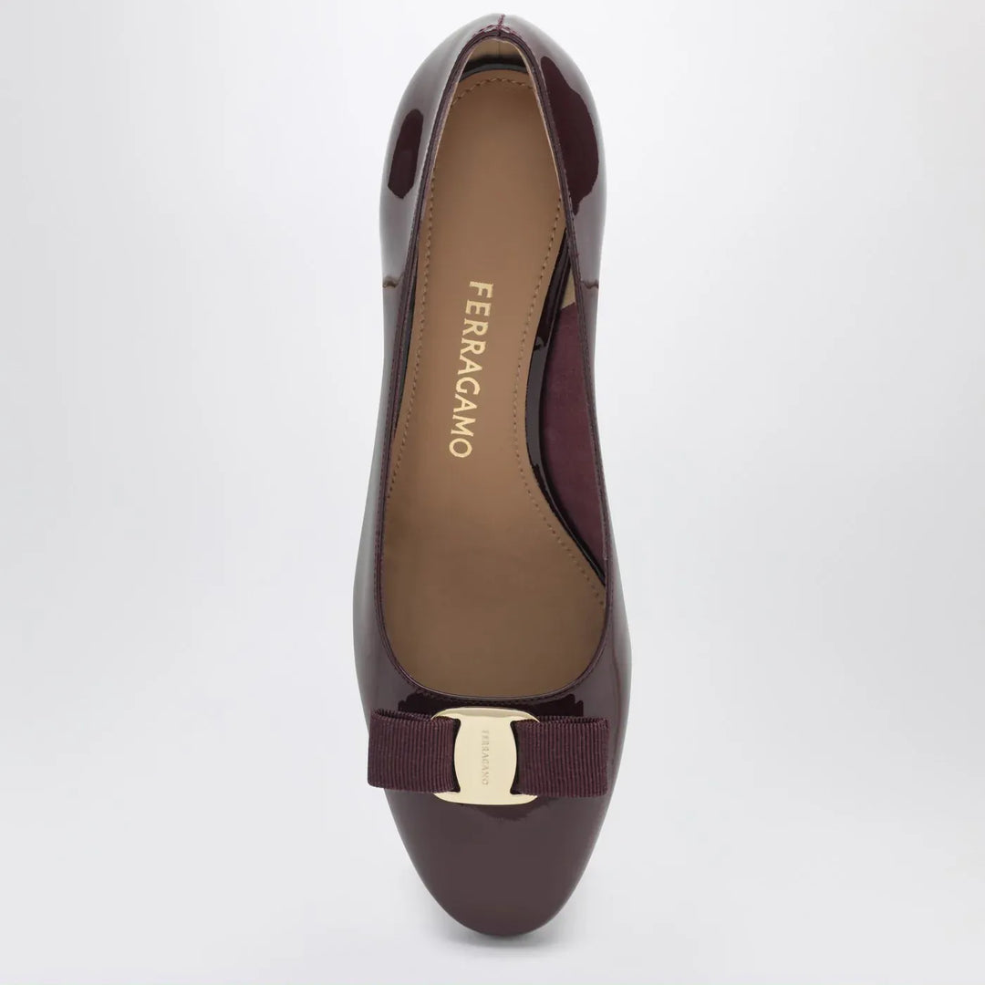 Ferragamo - Plum Vara Bow Pumps Brand Shoes