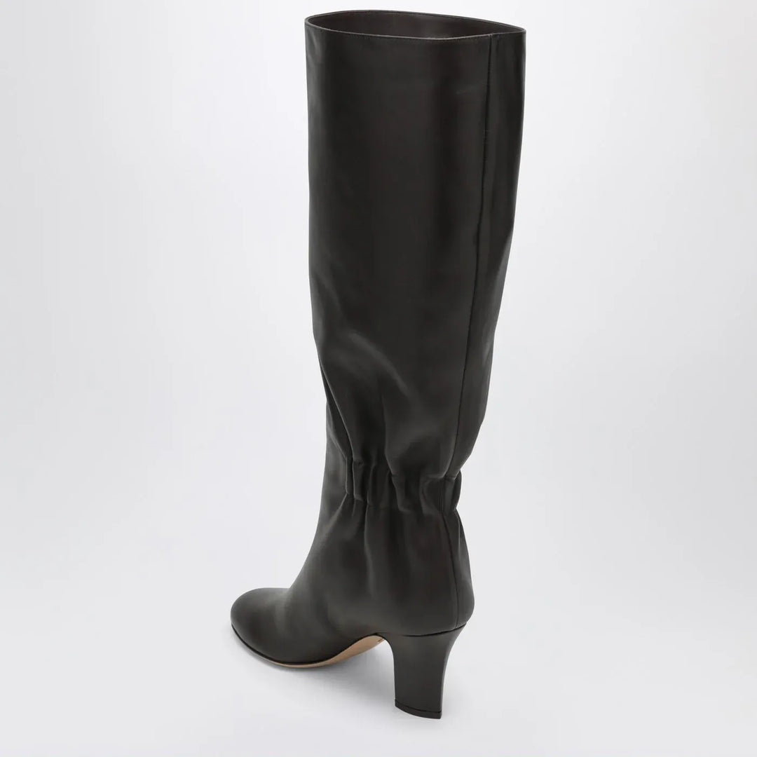 Ferragamo - Ruched Boots in Dark Brown Leather Brand Shoes