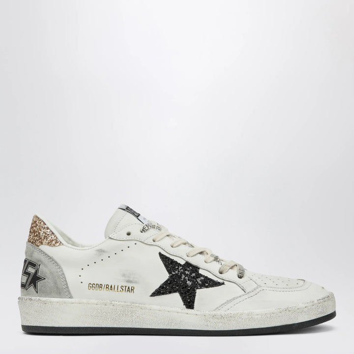 Golden Goose - White and black Ball Star sneakers with gold glitter Brand Shoes 36 IT