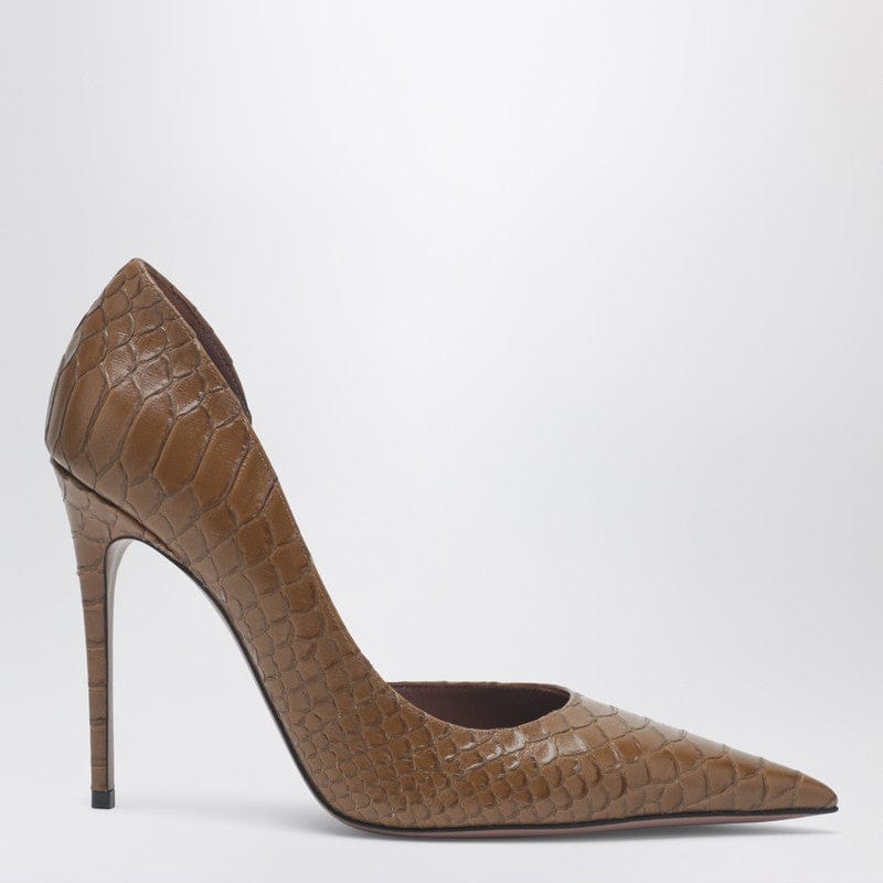 Shoes Paris Texas - Vera 105 coffee-colored leather pumps with python-effect - 36 IT Brand