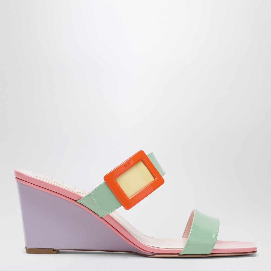Shoes ROGER VIVIER - Belle Vivier wedge mules in green/purple patent leather Brand