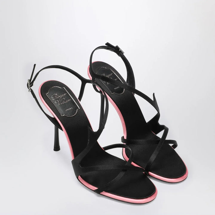 ROGER VIVIER - Black satin heeled sandals Brand Shoes