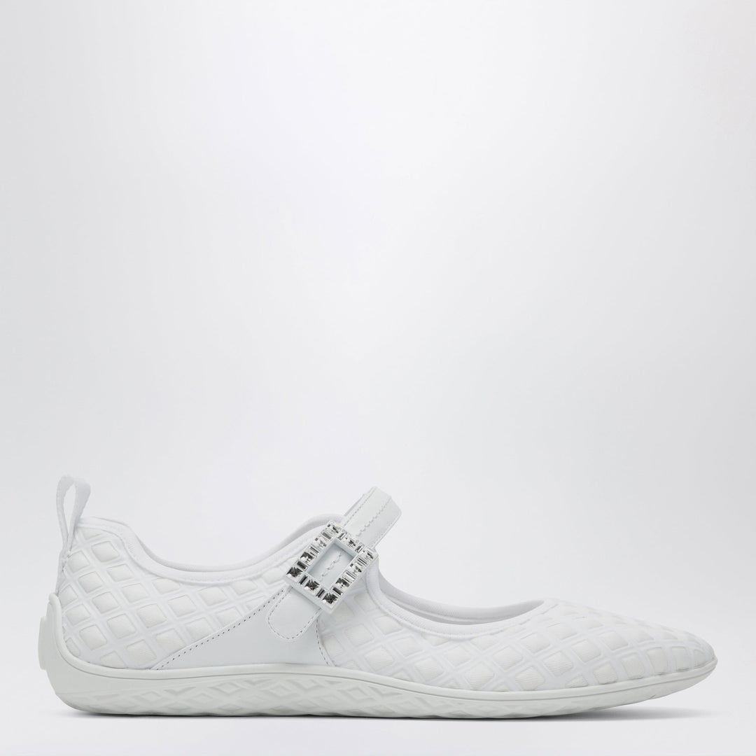 Shoes ROGER VIVIER - Viv Low Ballerina Flats with Fabric Strap in White Brand