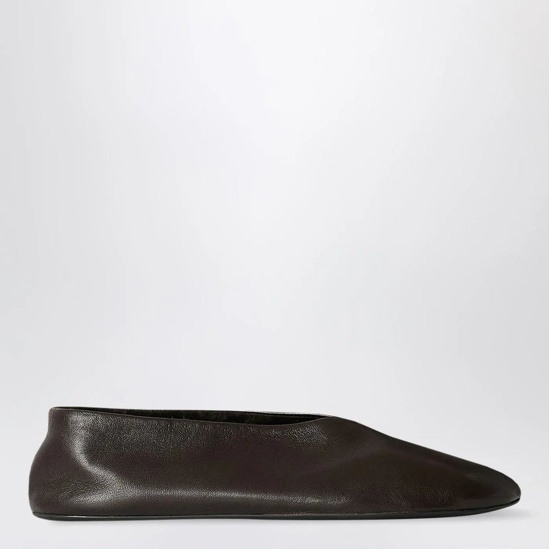 The Row - Stella slippers brown in leather and shearling Brand Shoes 40 IT