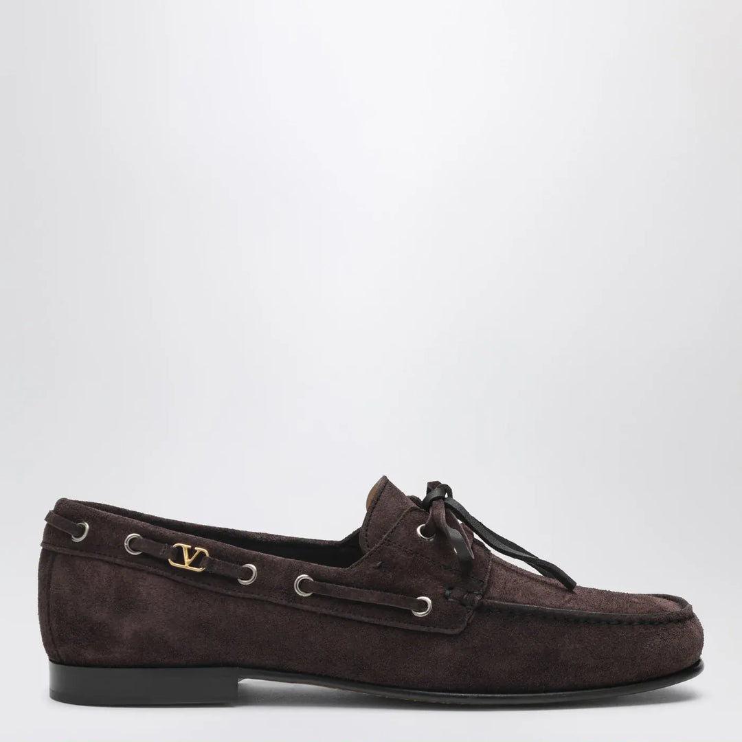 Valentino Garavani - Brown suede lace-up loafers Brand Shoes 40 IT