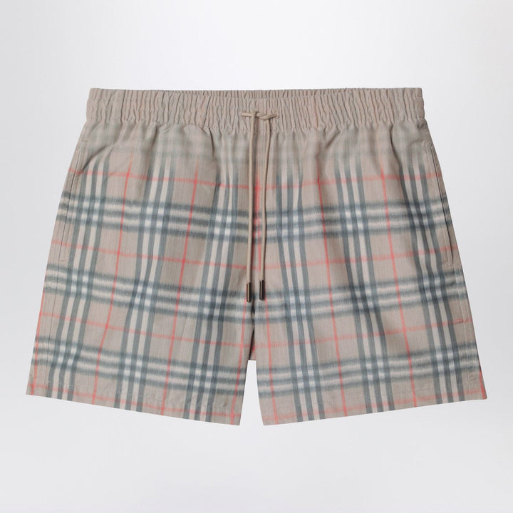 Shorts Burberry - Beige swim shorts with faded Check pattern Brand