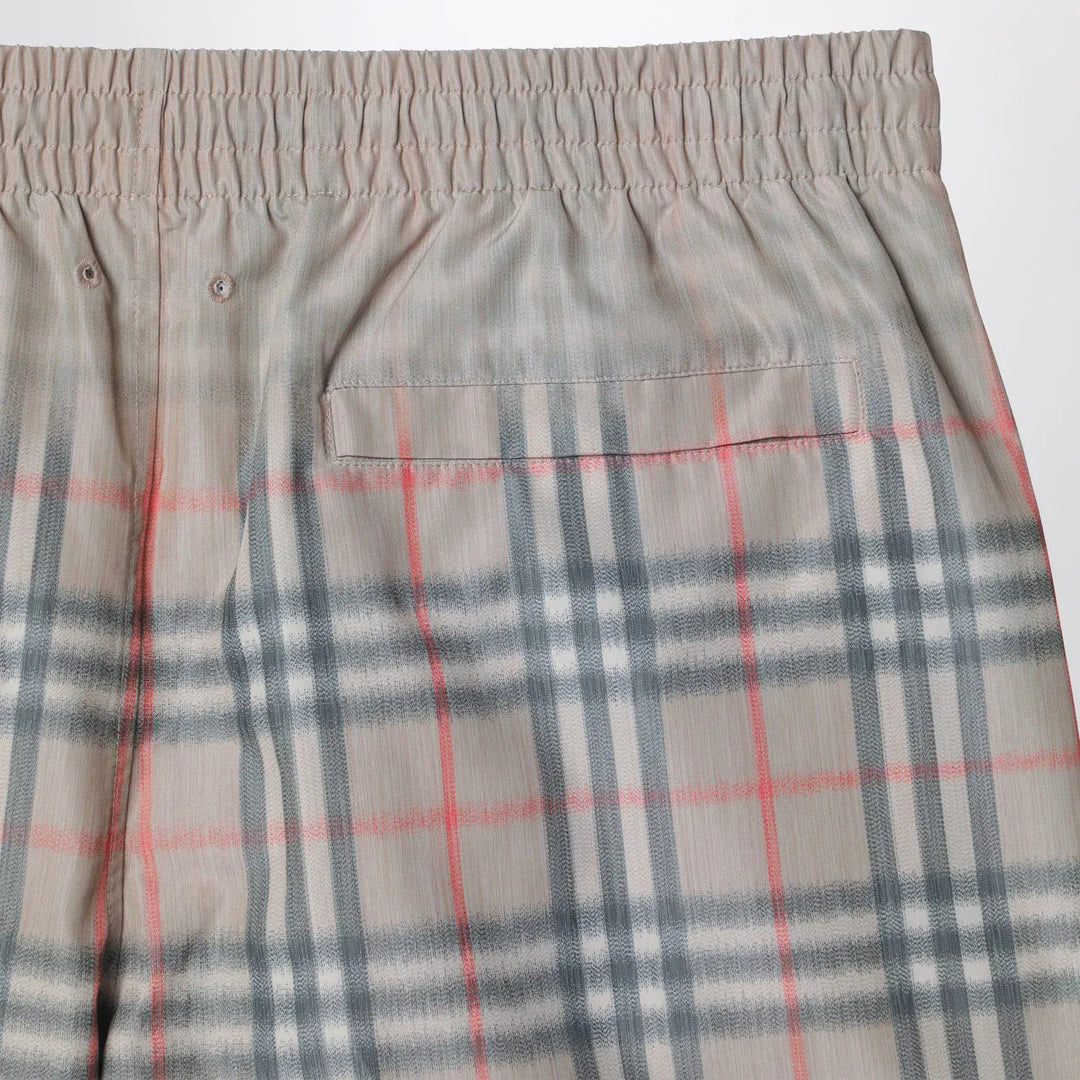 Burberry - Beige swim shorts with faded Check pattern Brand Shorts