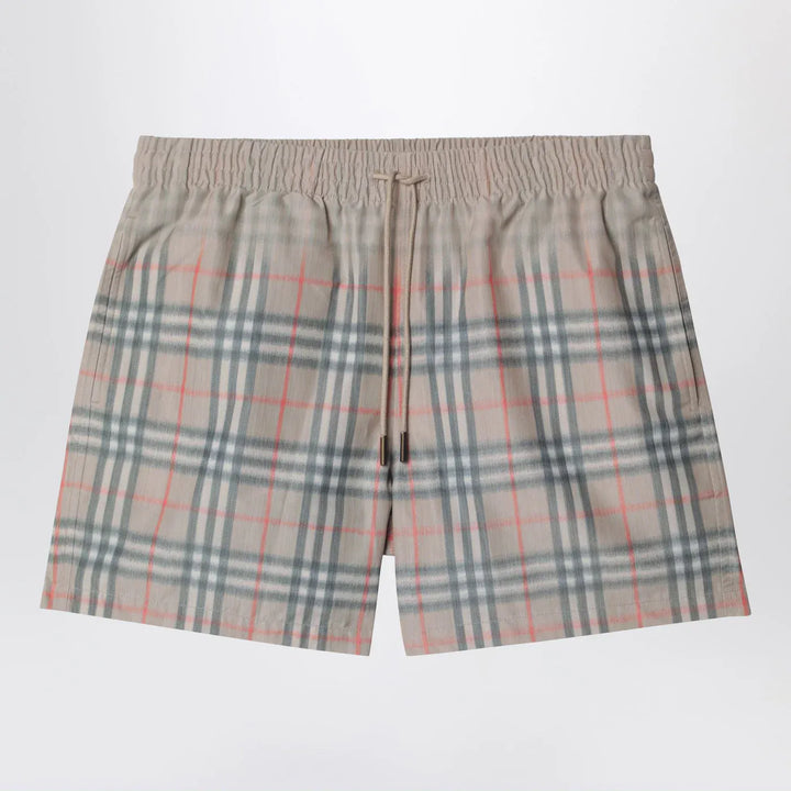 Burberry - Beige swim shorts with faded Check pattern Brand Shorts S