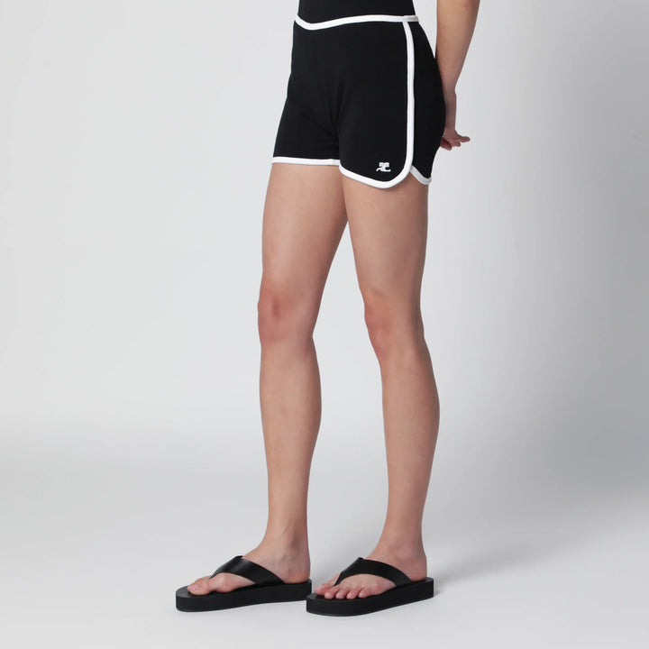 Courrèges - Contrast mini jersey shorts in black cotton Brand Shorts