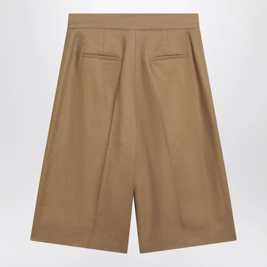 Max Mara - Sand-colored linen bermuda shorts Brand Shorts