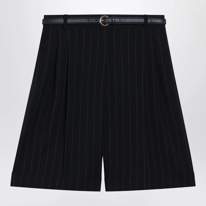 Max Mara Studio - Blue pinstripe wool bermuda shorts Brand Shorts 40  IT