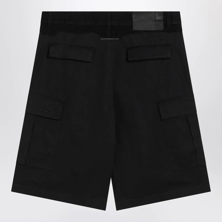 MM6 Maison Margiela - Black wool-blend cargo bermuda shorts Brand Shorts
