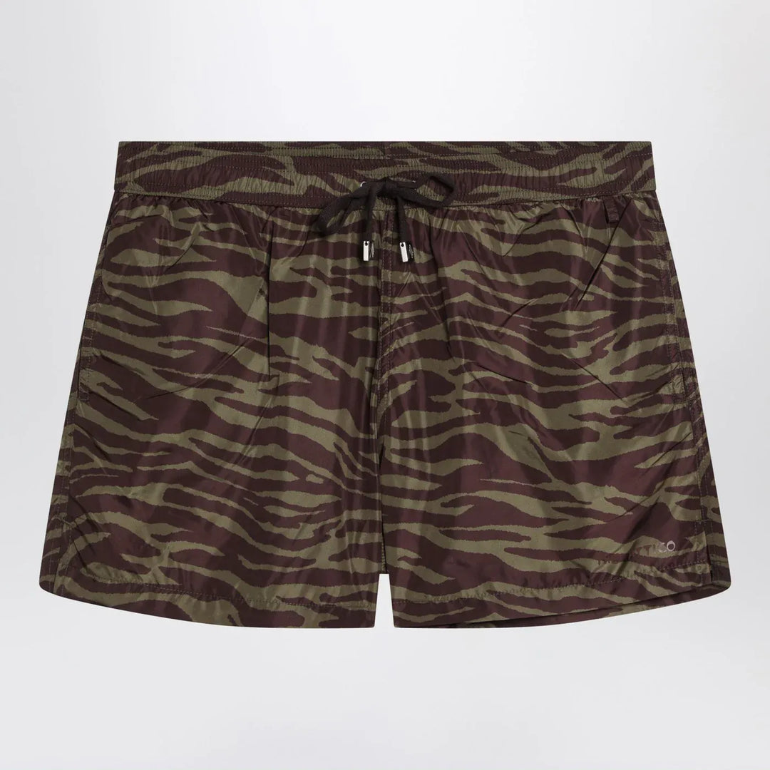 The Attico - Zebra Shorts in khaki/brown nylon Brand Shorts 38  IT