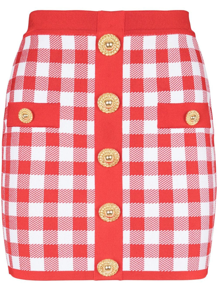Balmain Skirts 38 Balmain Gingham Skirt Balmain Red Gingham Skirt Brand