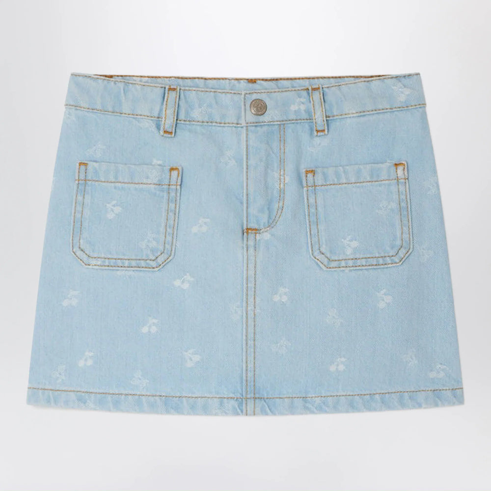 Bonpoint - Tison denim skirt with jacquard cherries Brand Skirts 4