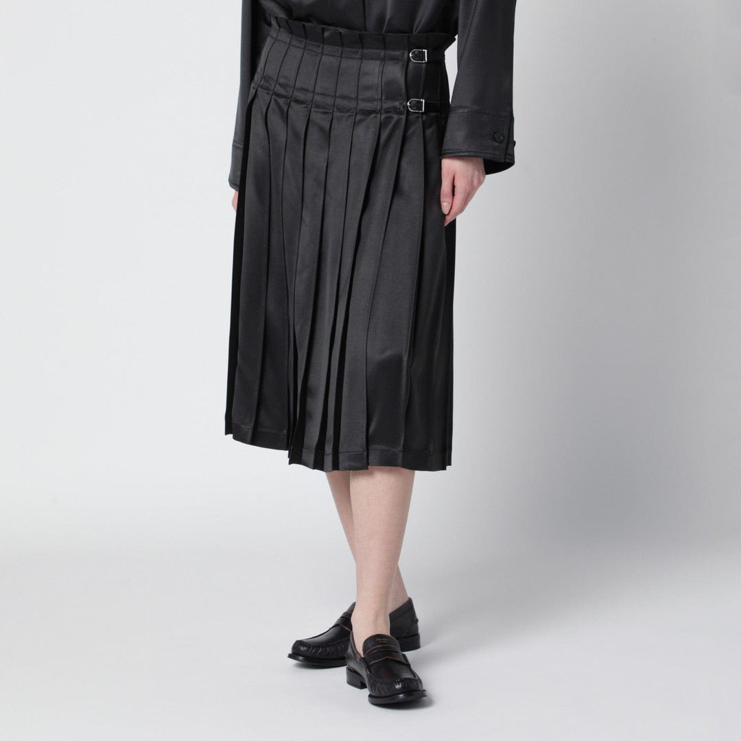 Skirts Durazzi Milano - Dark grey glossy viscose pleated skirt Brand