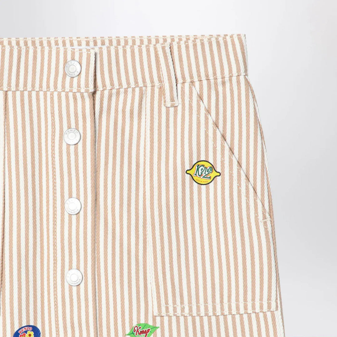 KENZO - White/sand striped mini skirt Brand Skirts 6Y