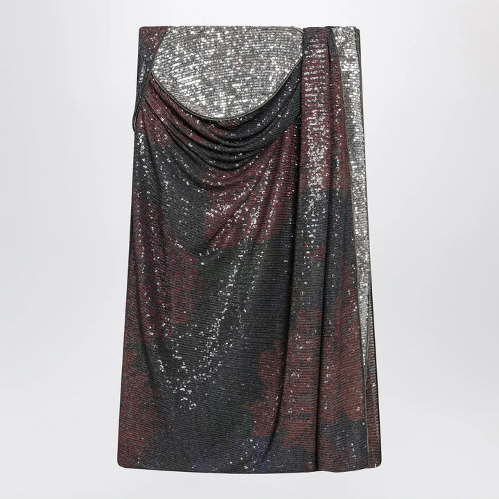 Maison Margiela - Printed draped sequin maxi skirt in blue and burgundy Brand Skirts 40  IT
