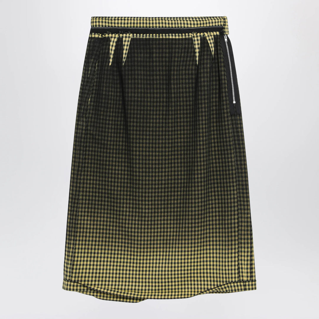 Maison Margiela - Virgin wool midi skirt with faded check pattern Brand Skirts 44  IT