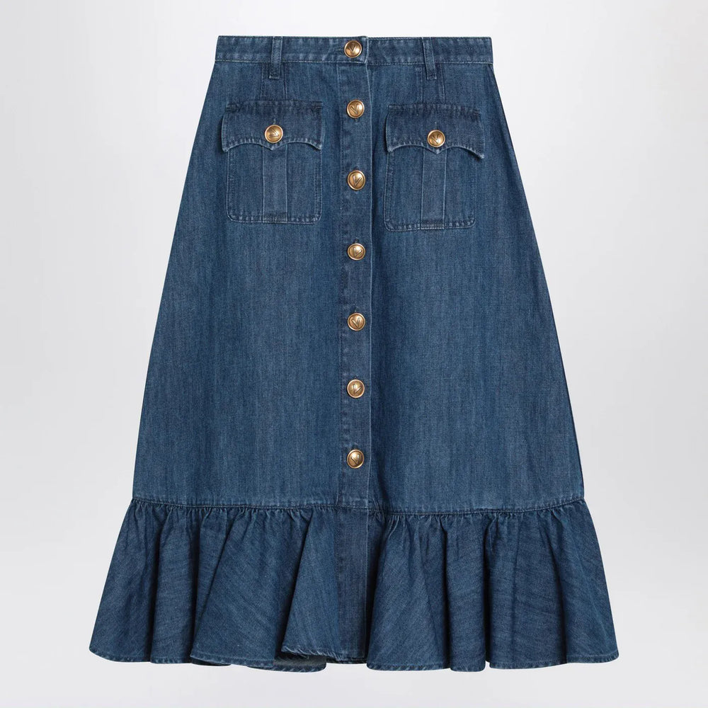 Valentino - Blue denim midi skirt Brand Skirts 38  IT