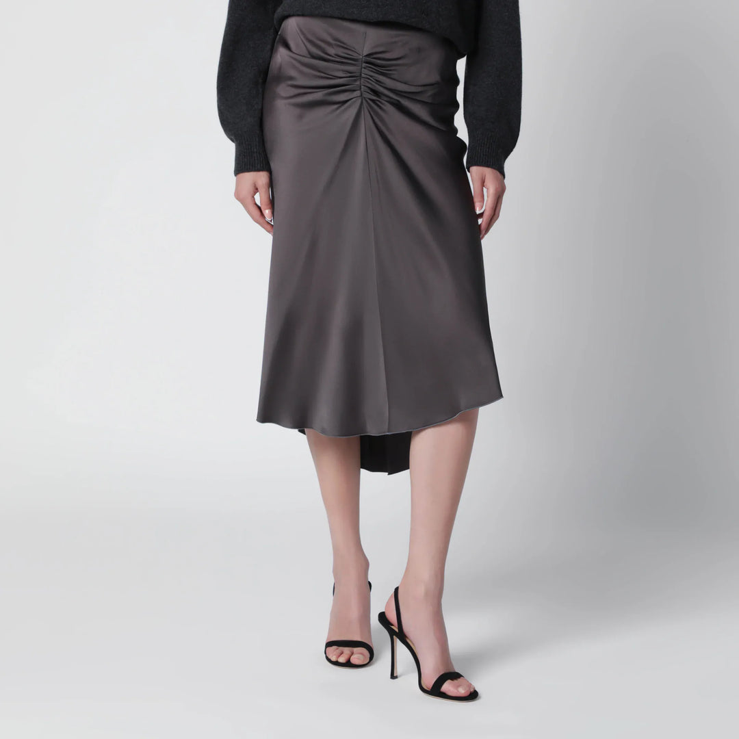Victoria Beckham - Bela midi skirt in mineral grey crêpe satin Brand Skirts 10 UK
