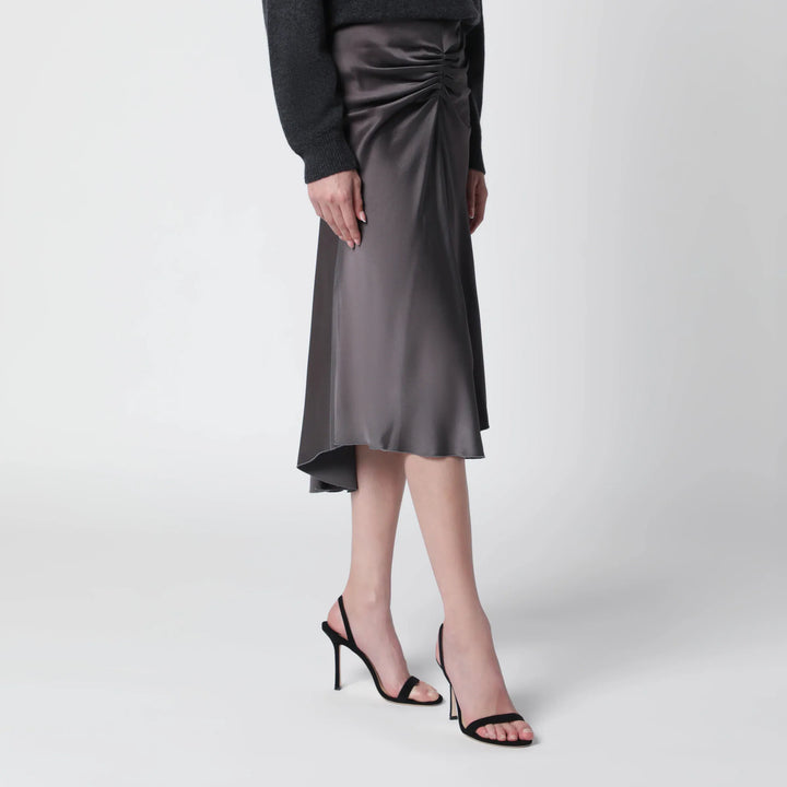 Victoria Beckham - Bela midi skirt in mineral grey crêpe satin Brand Skirts