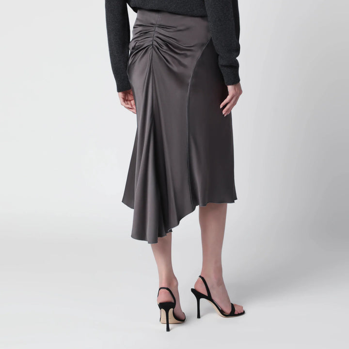 Victoria Beckham - Bela midi skirt in mineral grey crêpe satin Brand Skirts