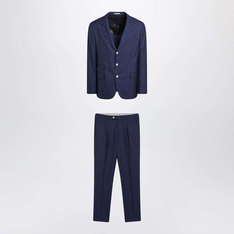 Suits Brunello Cucinelli - Blue single-breasted wool suit - 50 IT Brand