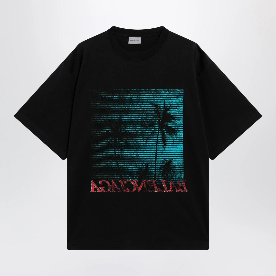 Balenciaga - Holiday graphic print cotton T-shirt in black Brand T-Shirt M