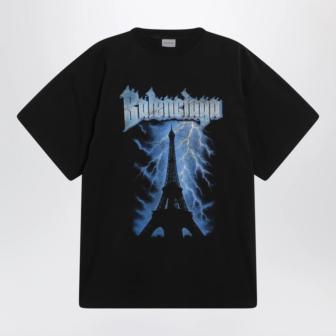 Balenciaga - Paris Thunderstorm oversized black T-shirt Brand T-Shirt L