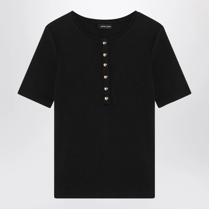 ANINE BING - Black short-sleeved t-shirt Brand T-Shirts XS