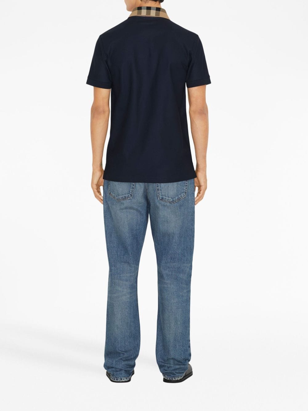 Burberry Topwear Burberry T-shirts and Polos Blue Burberry T-shirts navy blue polo with Vintage Check collar. Brand