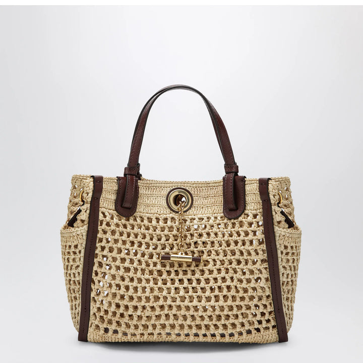 Chloé - Iconic tote bag in raffia and leather, Hot Sand Brand Tote Bag U