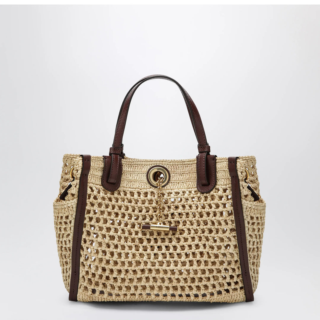 Chloé - Iconic tote bag in raffia and leather, Hot Sand Brand Tote Bag U