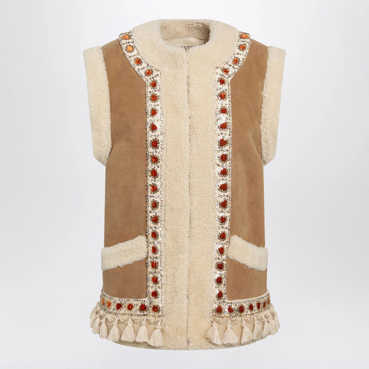 Valentino - Camel shearling and suede vest Brand 42  IT