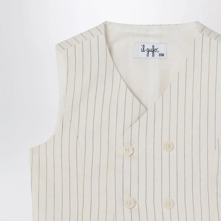 Il Gufo - Double-breasted vest in pinstriped cotton Brand Vests 18M