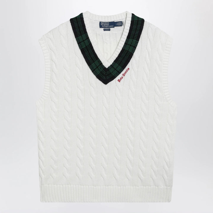 Polo Ralph Lauren - Cream cable-knit Relaxed-Fit vest Brand Vests M