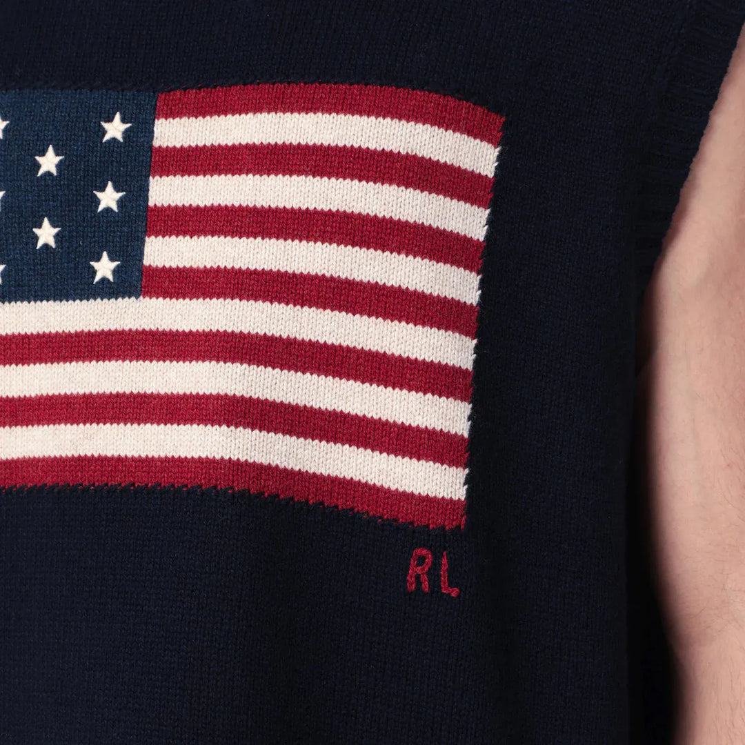 Polo Ralph Lauren - Navy blue vest with flag Big-Fit Brand Vests