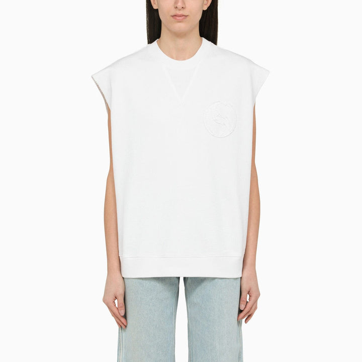 Vests M Stella McCartney - White cotton over vest with logo Brand