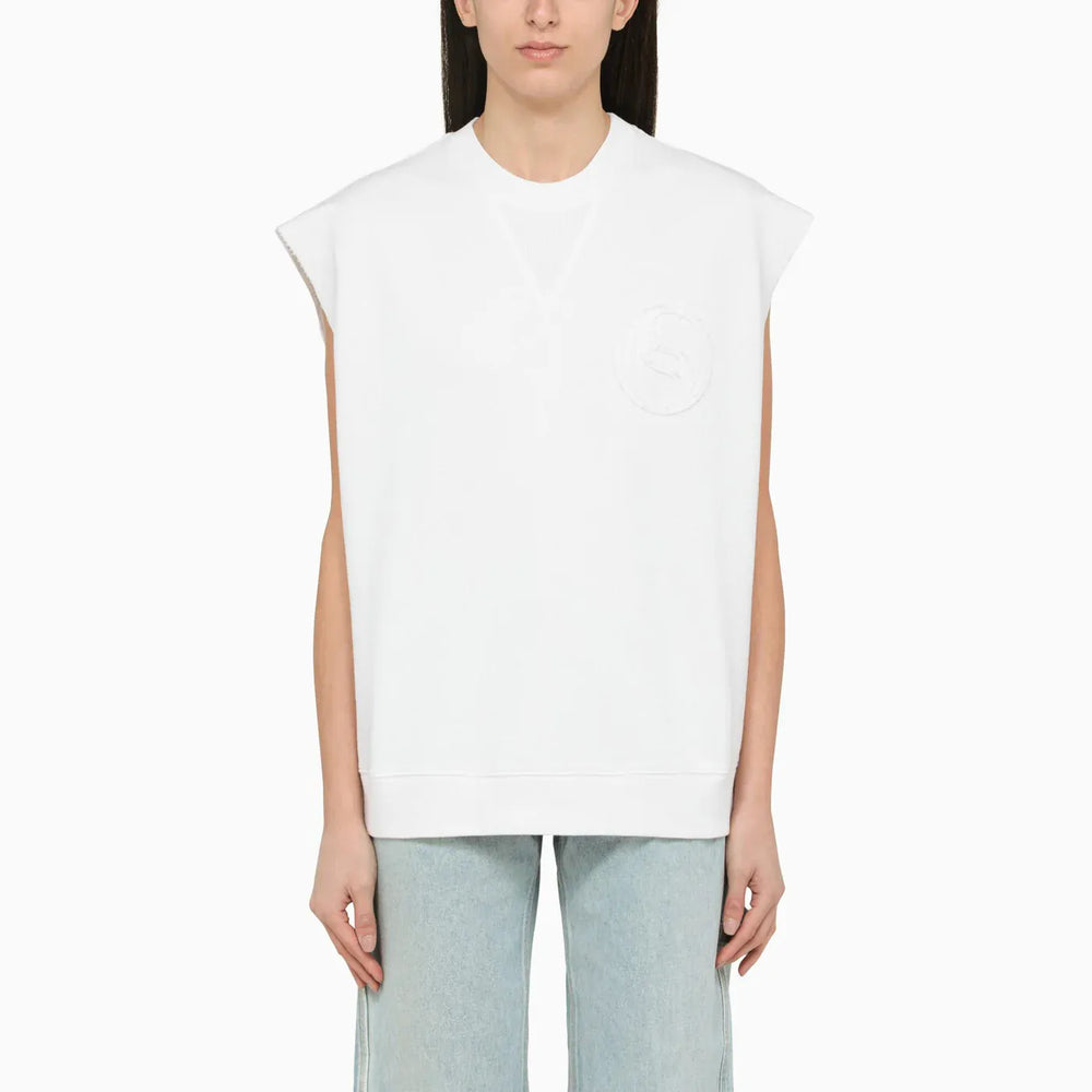 Stella McCartney - White cotton over vest with logo Brand Vests M
