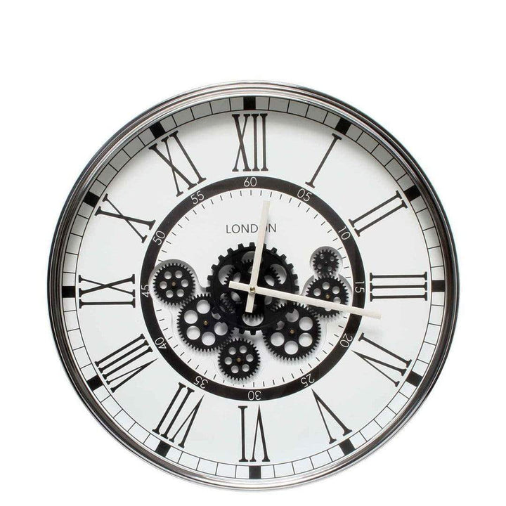 Chilli Wall Clock London Modern Moving Cogs Clock Black & White Brand