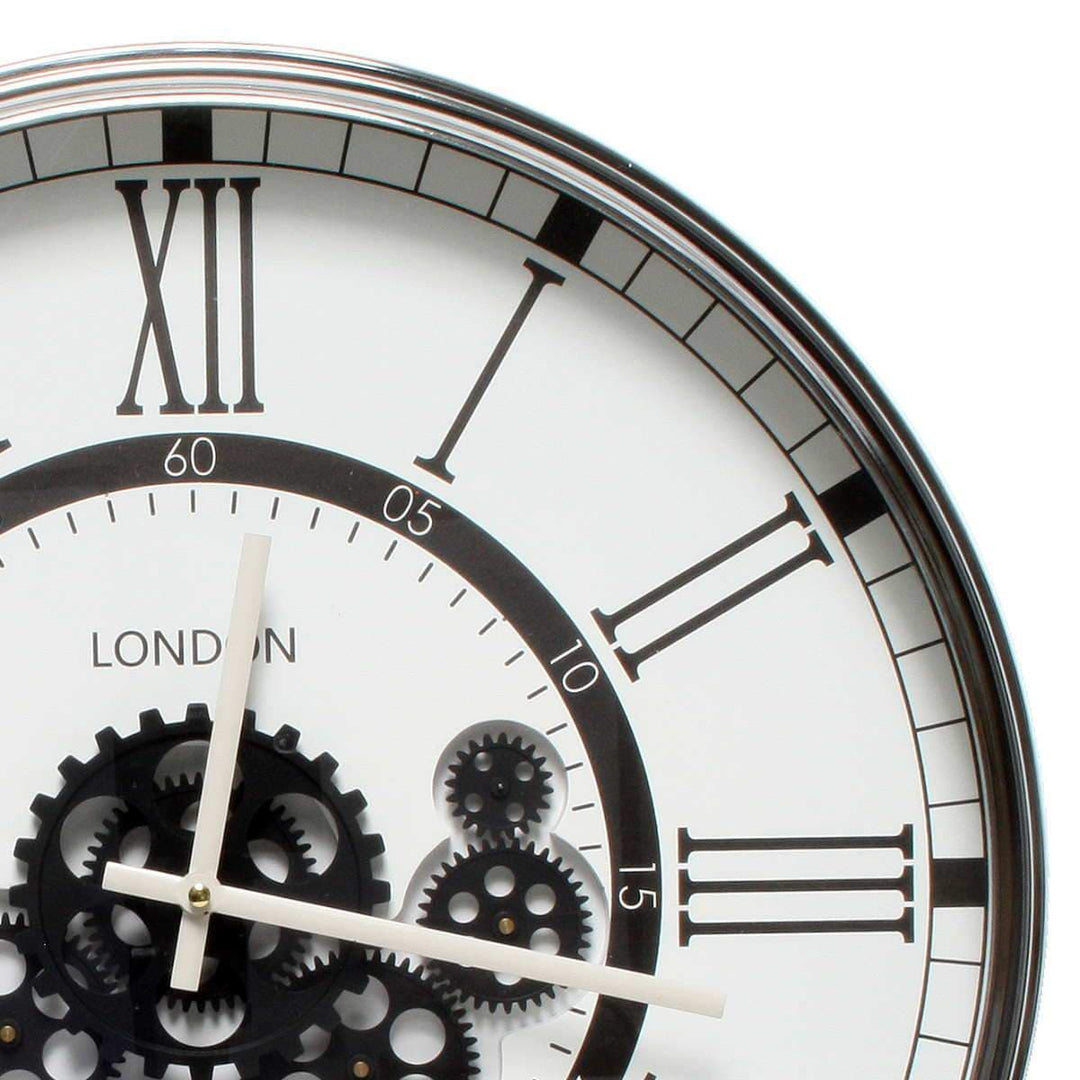 Chilli Wall Clock London Modern Moving Cogs Clock Black & White Brand