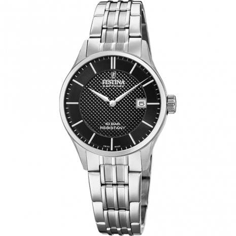 Festina Watch Festina Swiss Black Dial Silver Watch Case 29mm Shop Now The Elegant Festina Swiss Black Dial Silver Watch I Case 29mm Brand