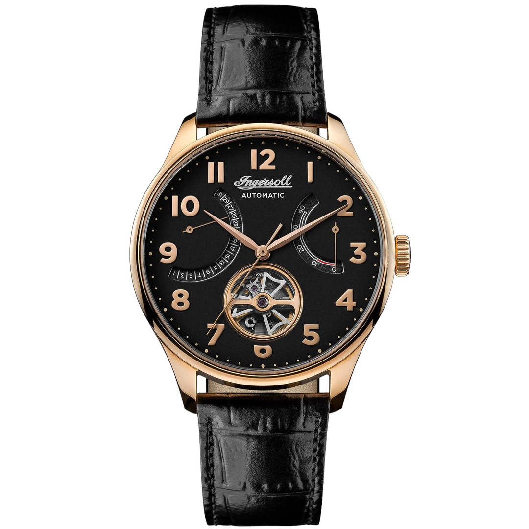 Ingersoll Watch Ingersoll Hawley Automatic Black Dial Watch Rose Gold Ingersoll Hawley Automatic Black Dial Watch Rose Gold Luxury Wristwatch Brand